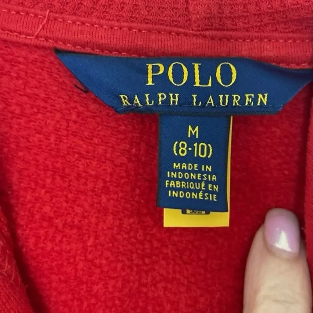 Polo Ralph Lauren Girls Red Hooded Dress Tartan Plaid Ruffle Hem Preppy M 8-10 - Picture 10 of 12
